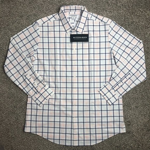 New Mizzen + Main Leeward Fit Long Sleeve Dress Shirt Size XXL Trim